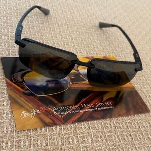 NWOT Maui Jim Laulima Rimless Black Rectangular Sunglasses